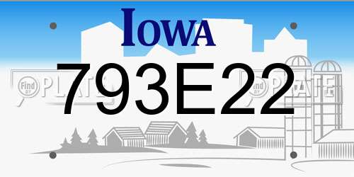 793E22 Iowa License Plate