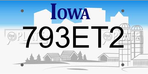 793ET2 Iowa License Plate