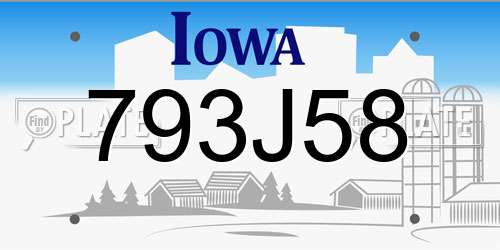 793J58 Iowa License Plate