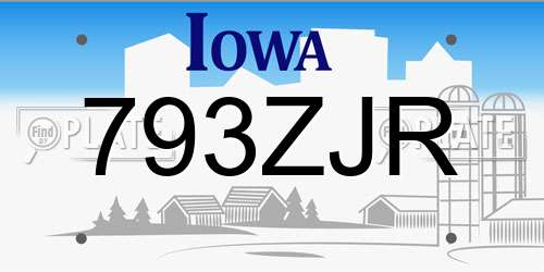 793ZJR Iowa License Plate