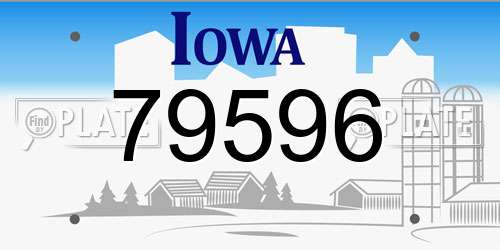 79596 Iowa License Plate
