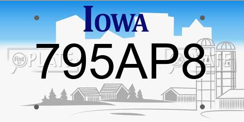 795AP8 Iowa License Plate
