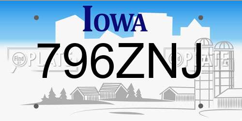 796ZNJ Iowa License Plate