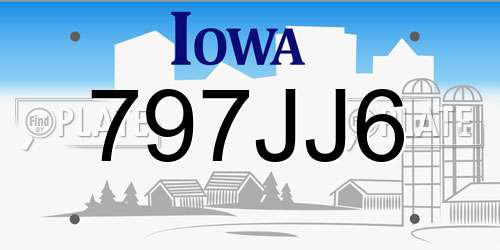797JJ6 Iowa License Plate