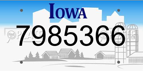 7985366 Iowa License Plate