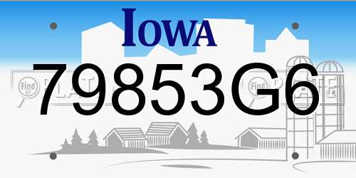 79853G6 Iowa License Plate