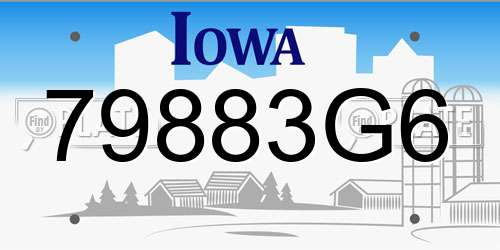 79883G6 Iowa License Plate