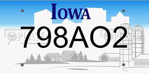 798AO2 Iowa License Plate