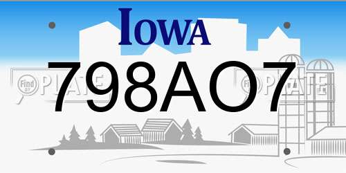 798AO7 Iowa License Plate