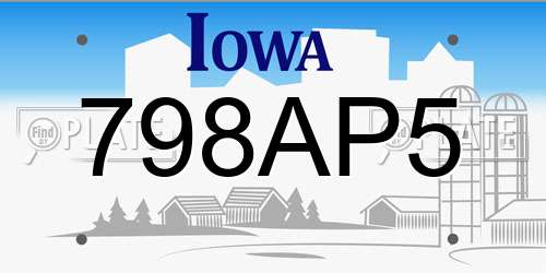 798AP5 Iowa License Plate
