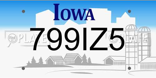 799IZ5 Iowa License Plate