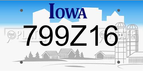 799Z16 Iowa License Plate