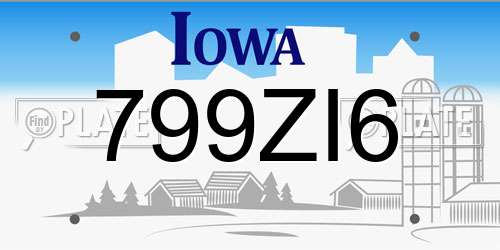 799ZI6 Iowa License Plate