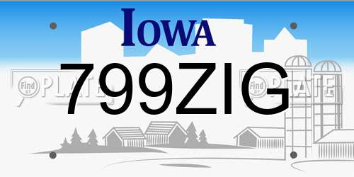 799ZIG Iowa License Plate