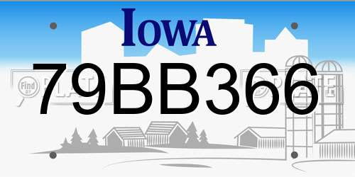 79BB366 Iowa License Plate