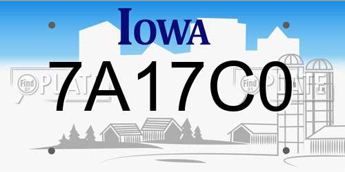 7A17C0 Iowa License Plate