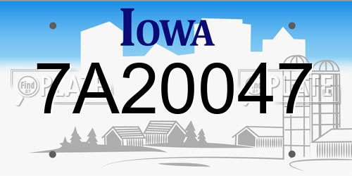 7A20047 Iowa License Plate