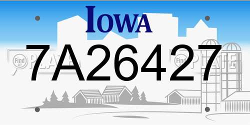 7A26427 Iowa License Plate