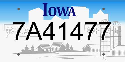 7A41477 Iowa License Plate