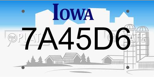 7A45D6 Iowa License Plate