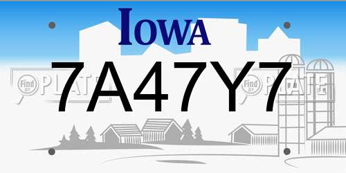 7A47Y7 Iowa License Plate