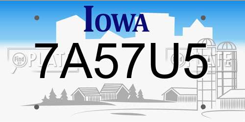 7A57U5 Iowa License Plate