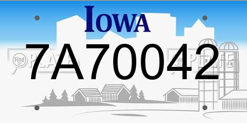 7A70042 Iowa License Plate