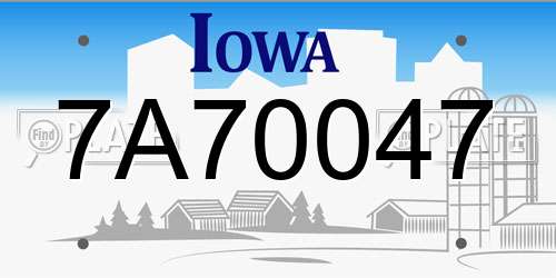 7A70047 Iowa License Plate