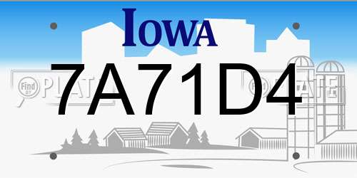 7A71D4 Iowa License Plate