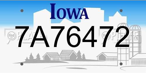 7A76472 Iowa License Plate