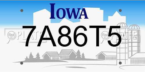 7A86T5 Iowa License Plate