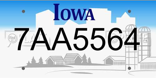 7AA5564 Iowa License Plate