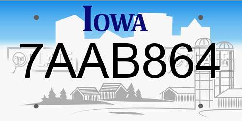 7AAB864 Iowa License Plate