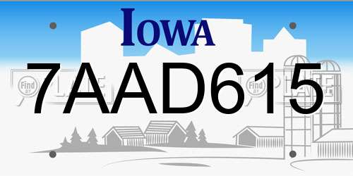 7AAD615 Iowa License Plate