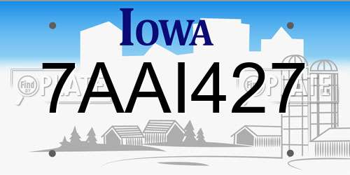 7AAI427 Iowa License Plate