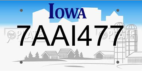 7AAI477 Iowa License Plate