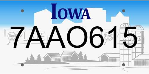 7AAO615 Iowa License Plate
