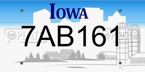 7AB161 Iowa License Plate