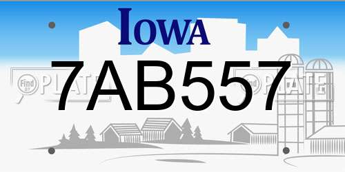 7AB557 Iowa License Plate
