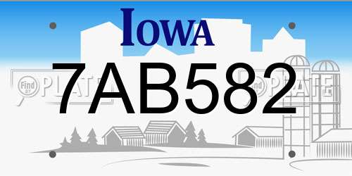 7AB582 Iowa License Plate