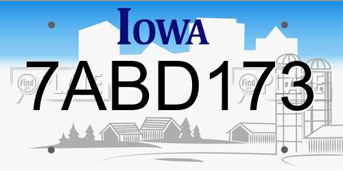 7ABD173 Iowa License Plate