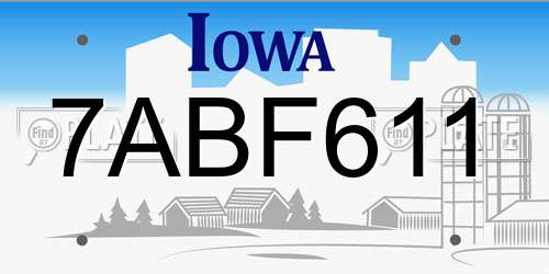 7ABF611 Iowa License Plate