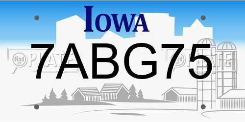 7ABG75 Iowa License Plate
