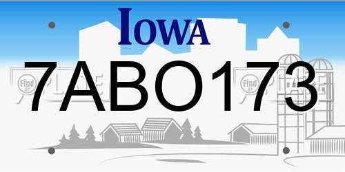 7ABO173 Iowa License Plate