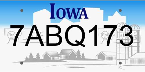 7ABQ173 Iowa License Plate