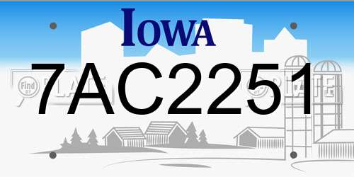 7AC2251 Iowa License Plate