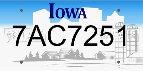 7AC7251 Iowa License Plate