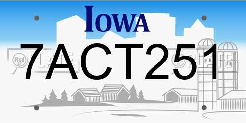 7ACT251 Iowa License Plate