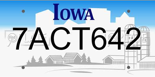 7ACT642 Iowa License Plate