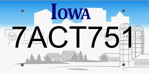 7ACT751 Iowa License Plate